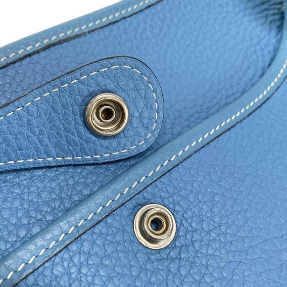Auth HERMES Evelyne II PM - Blue Jean Taurillon Clemence Square H Shoulder Bag - Picture 12 of 16